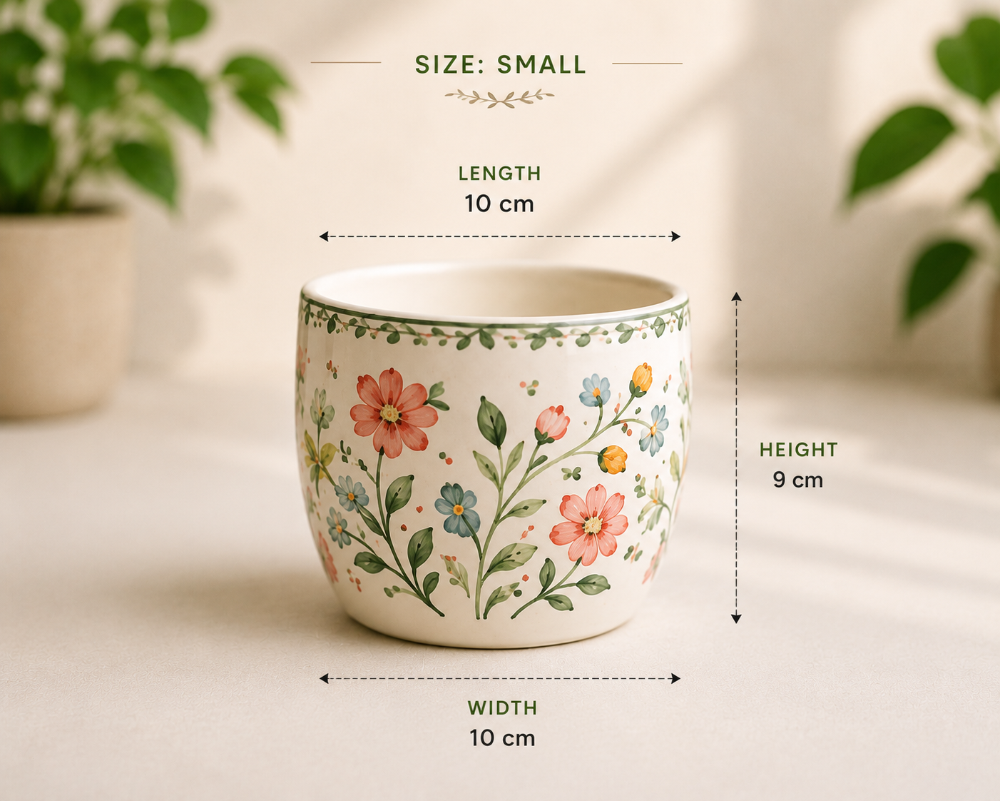 Hand-Painted Floral Ceramic Pot - Image 5